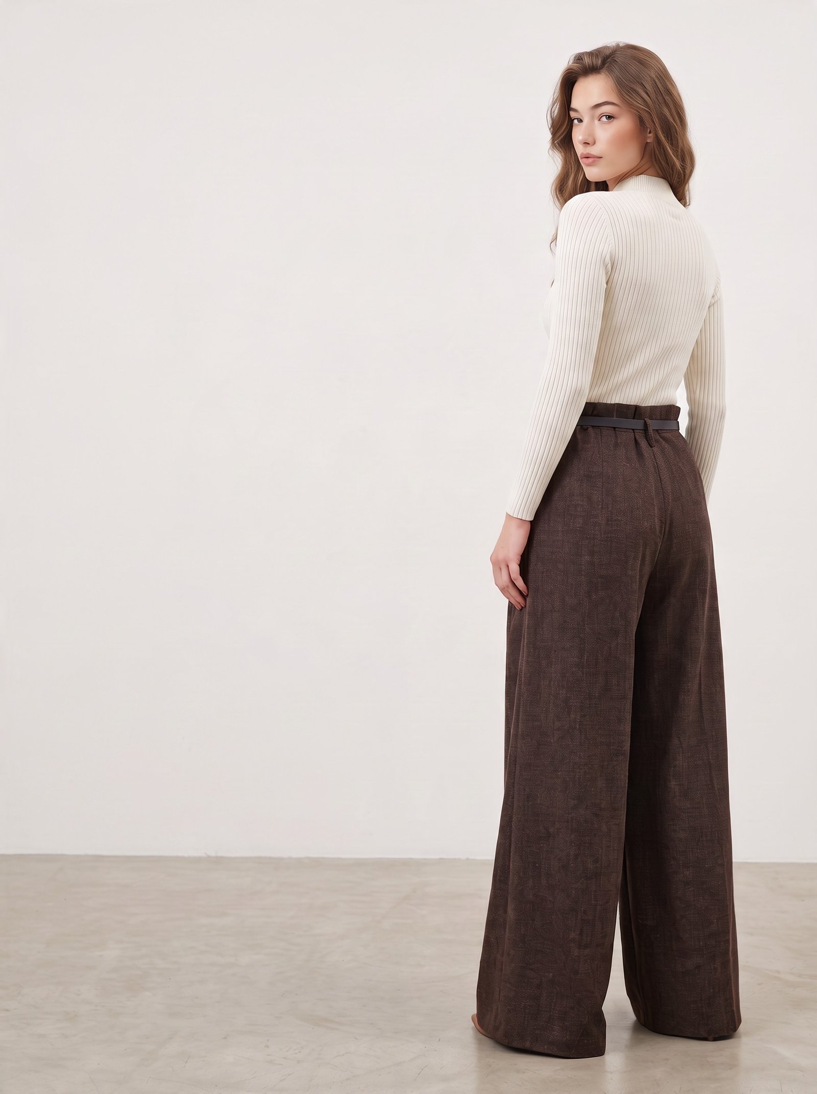 Wide pants with belt