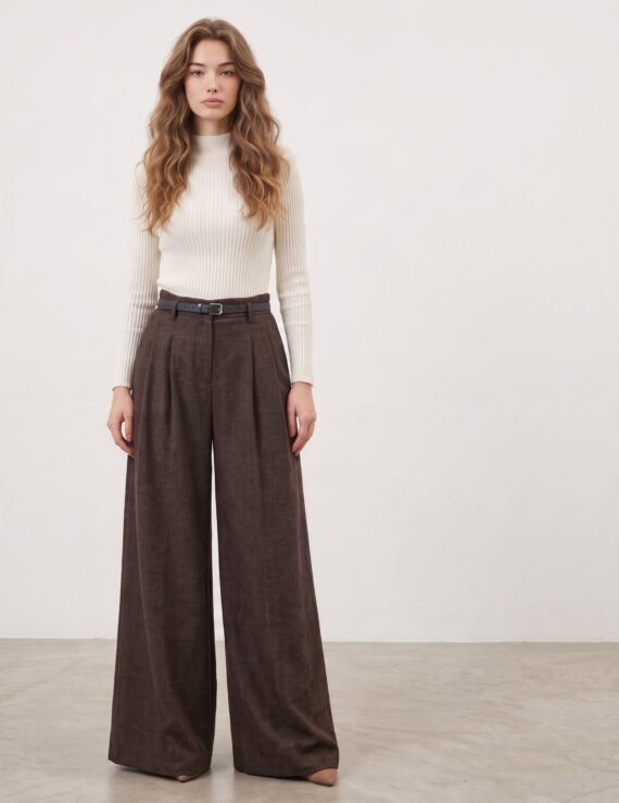 Wide pants with belt