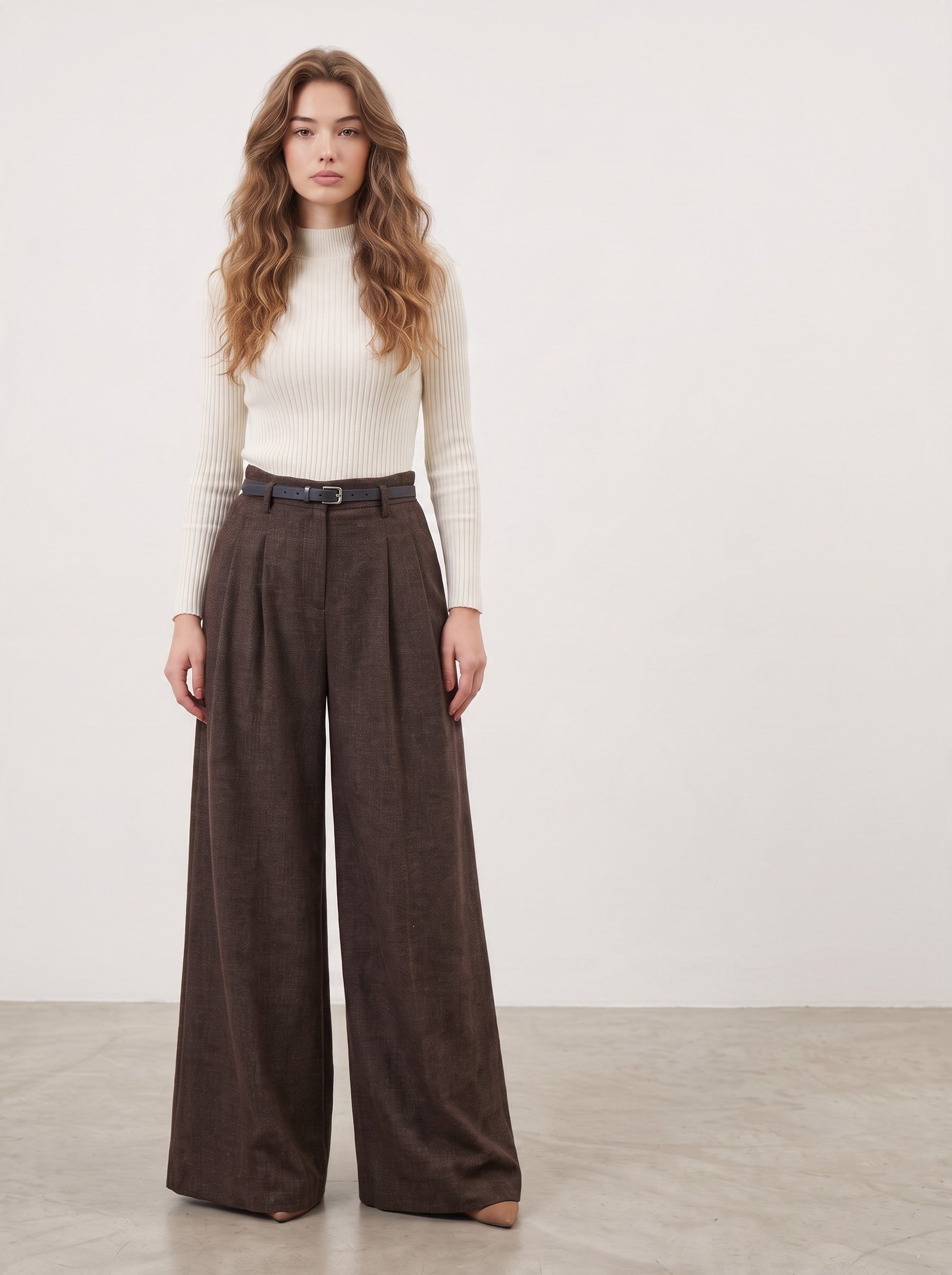 Wide pants with belt