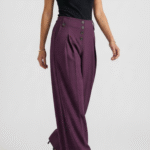Wide pants buttons front