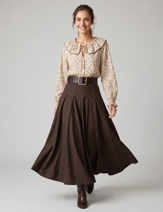 Maxi skirt with belt