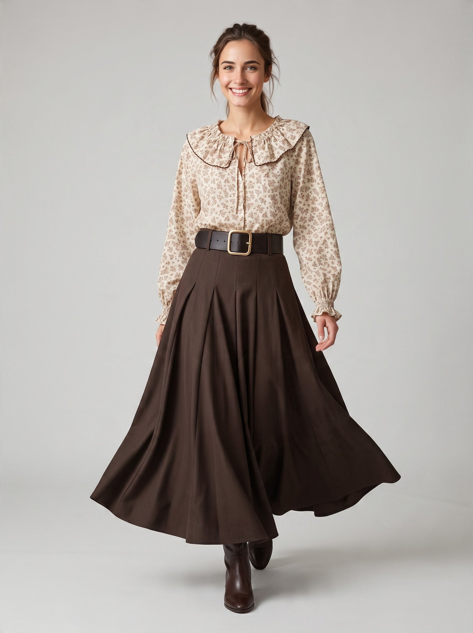 Maxi skirt with belt