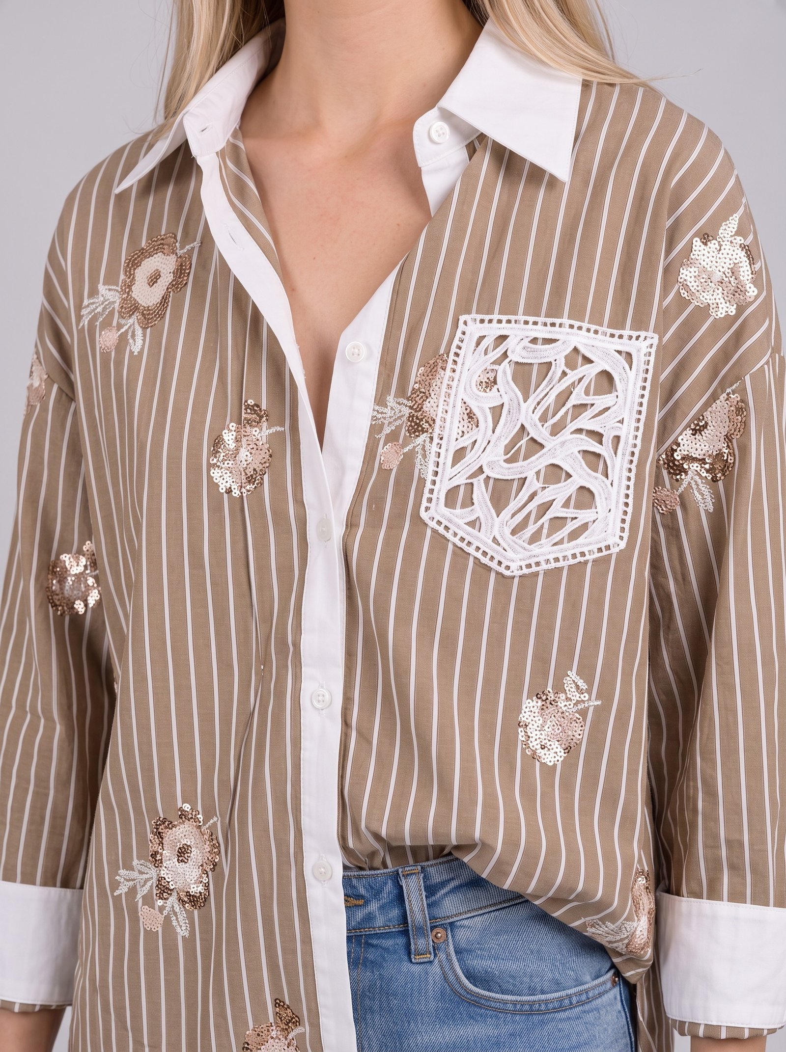 Stripes shirt with sequins