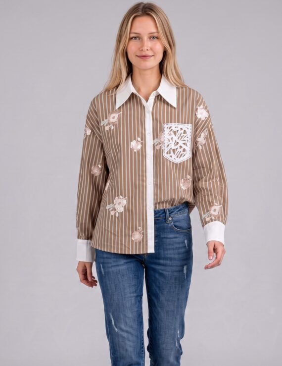 Stripes shirt with sequins