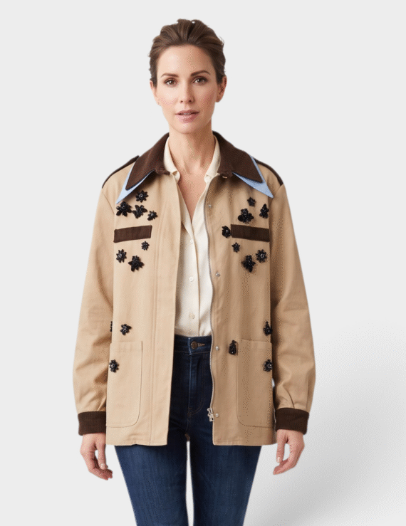 Trench coat with sequins