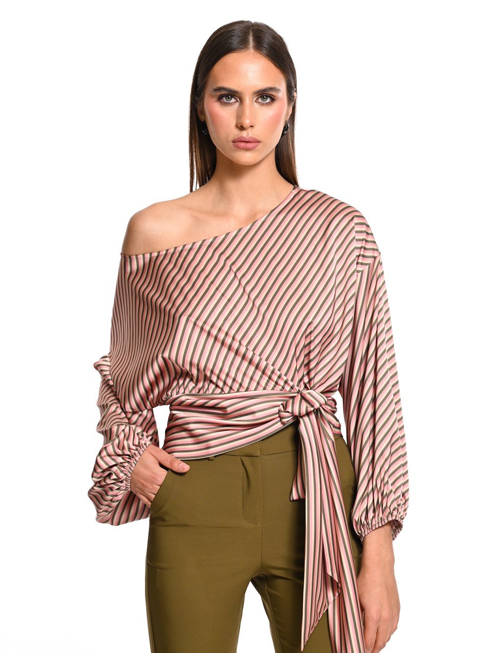 Asymmetrical stripes top