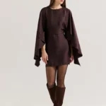 Silk dress wide sleeves