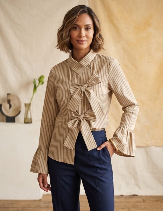 Stripes shirt with bows