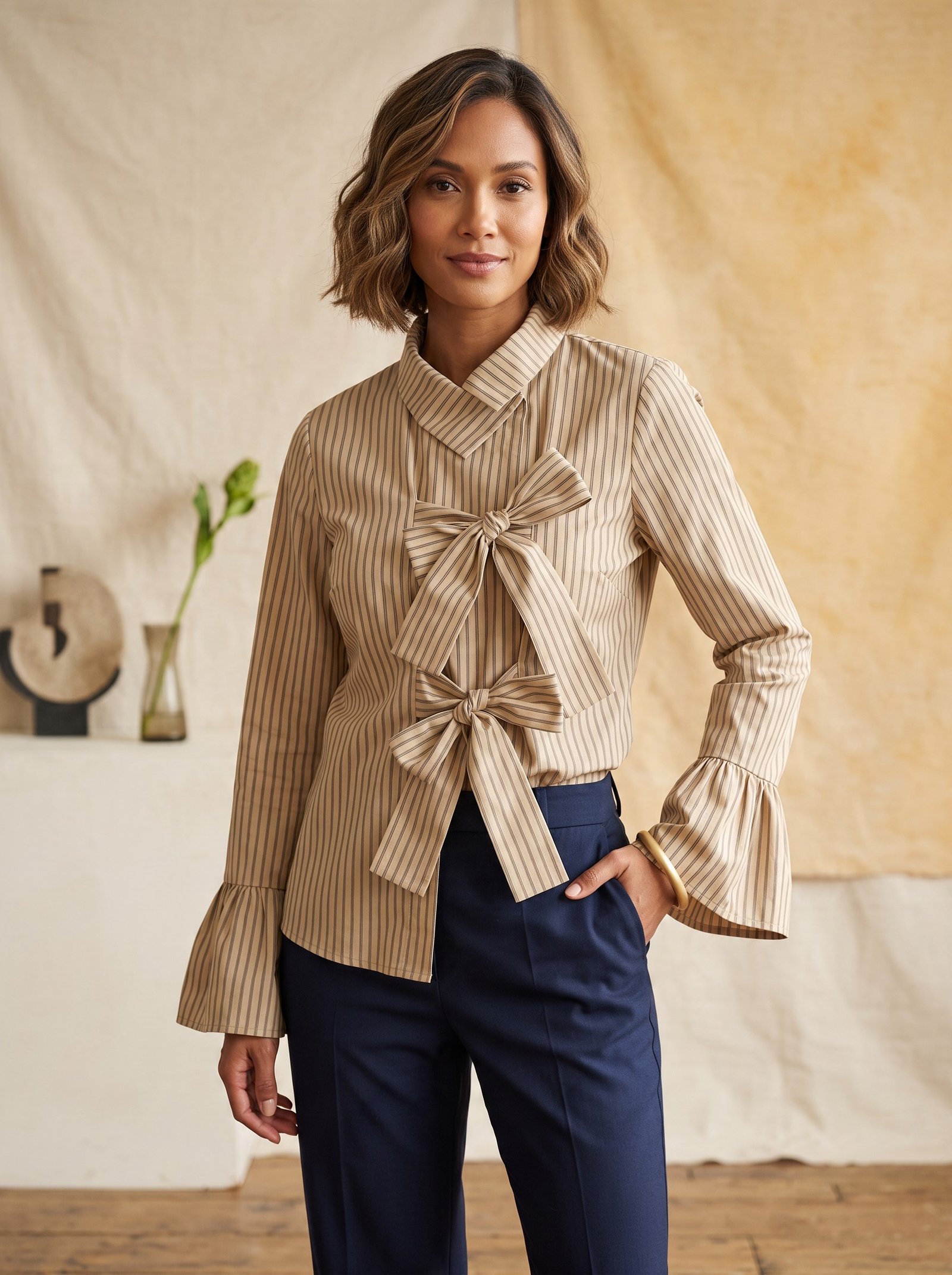 Stripes shirt with bows