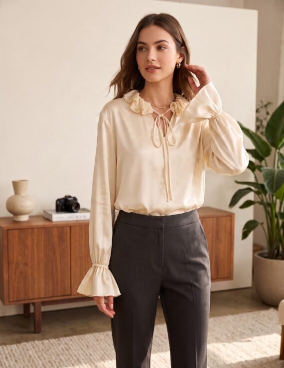 Silk ruffle blouse