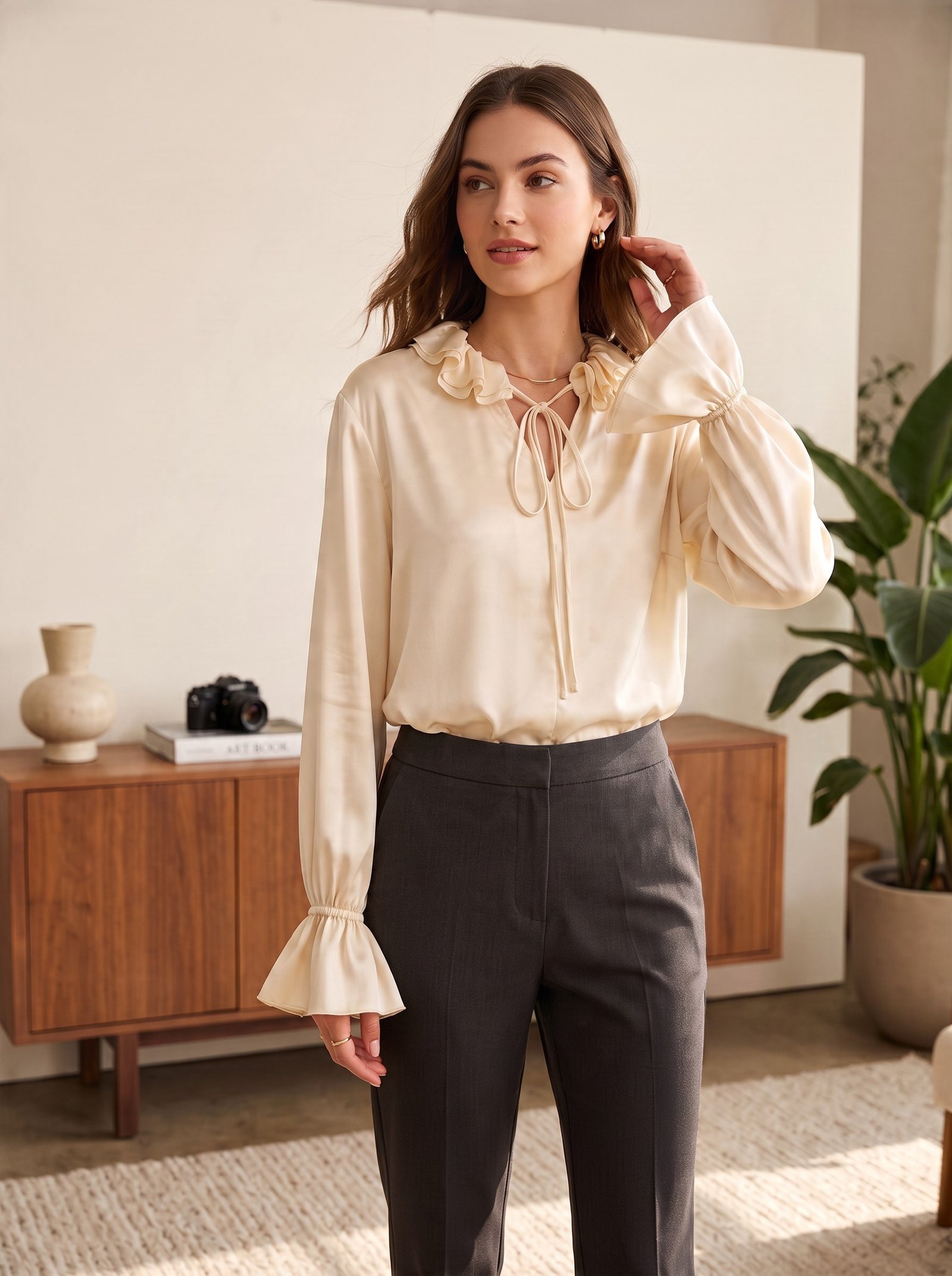 Silk ruffle blouse