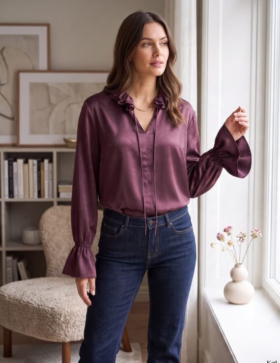 Silk ruffle blouse