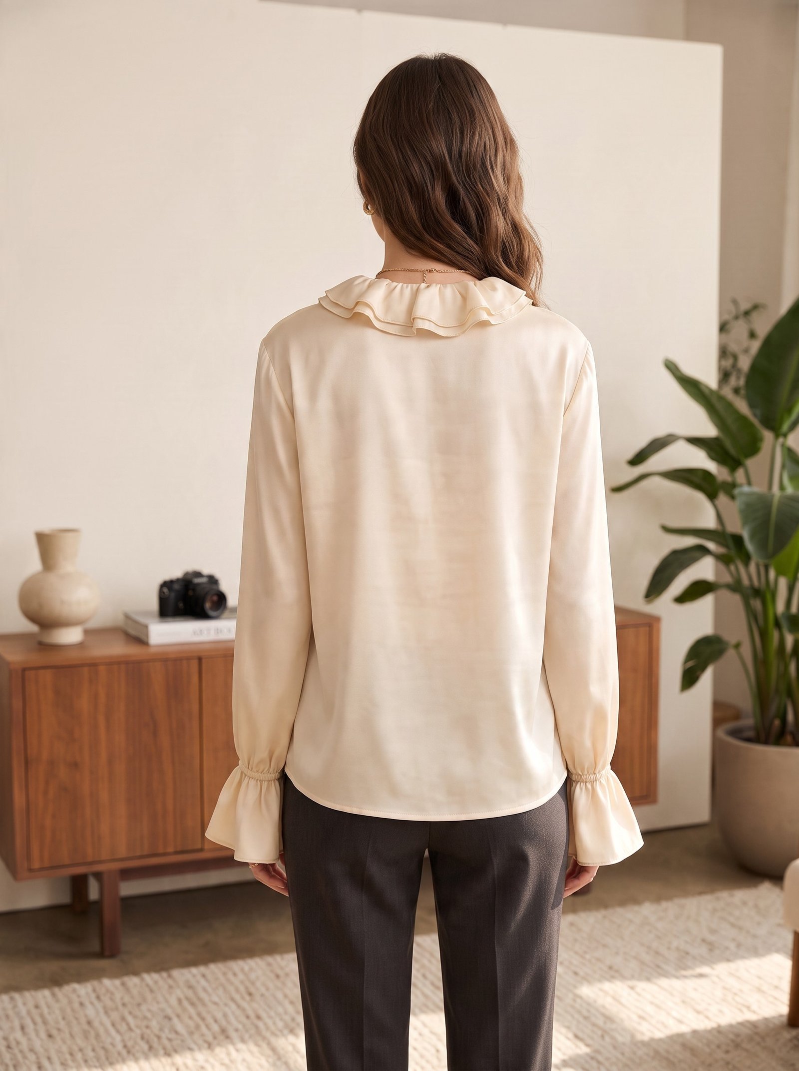 Silk ruffle blouse