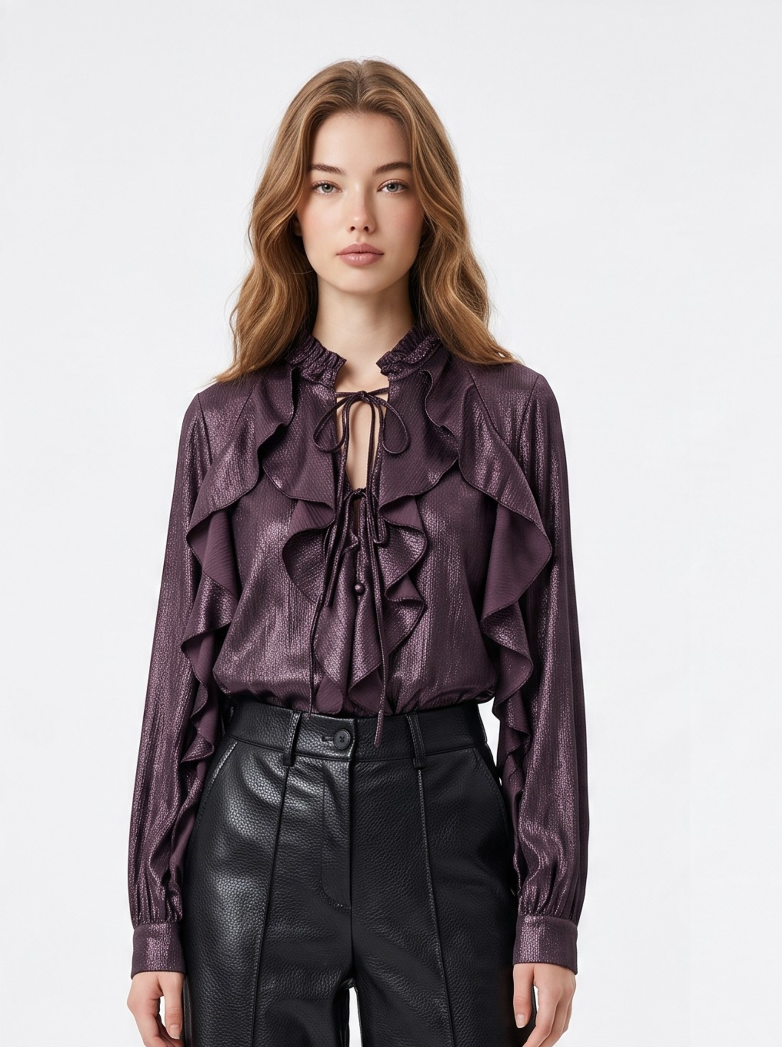 Shiny ruffle shirt