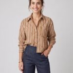 Shirt with stripes and embroidery