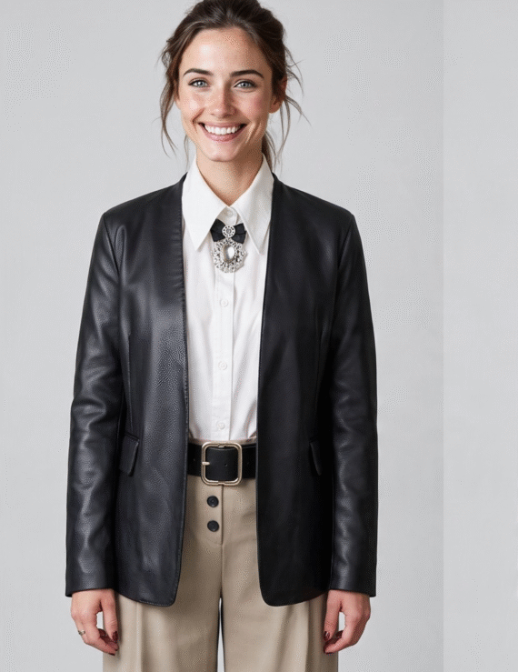 Leather jacket faux