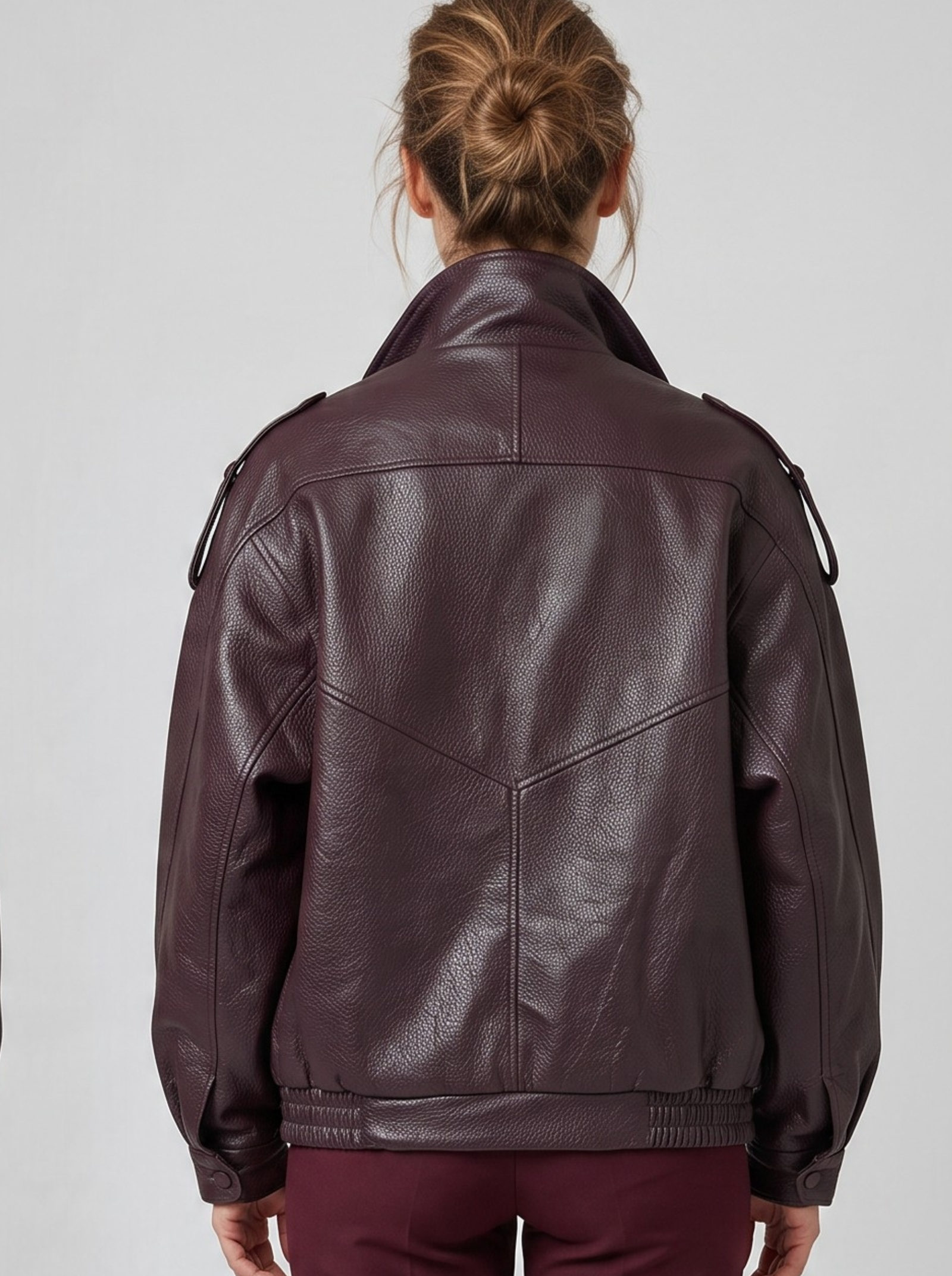 Leather bomber jacket oversize