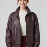 Leather bomber jacket oversize