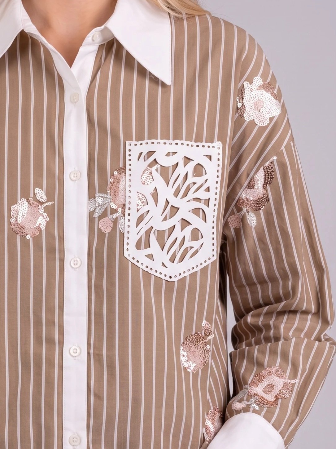 Stripes shirt with sequins