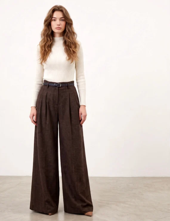 Wide pants with belt