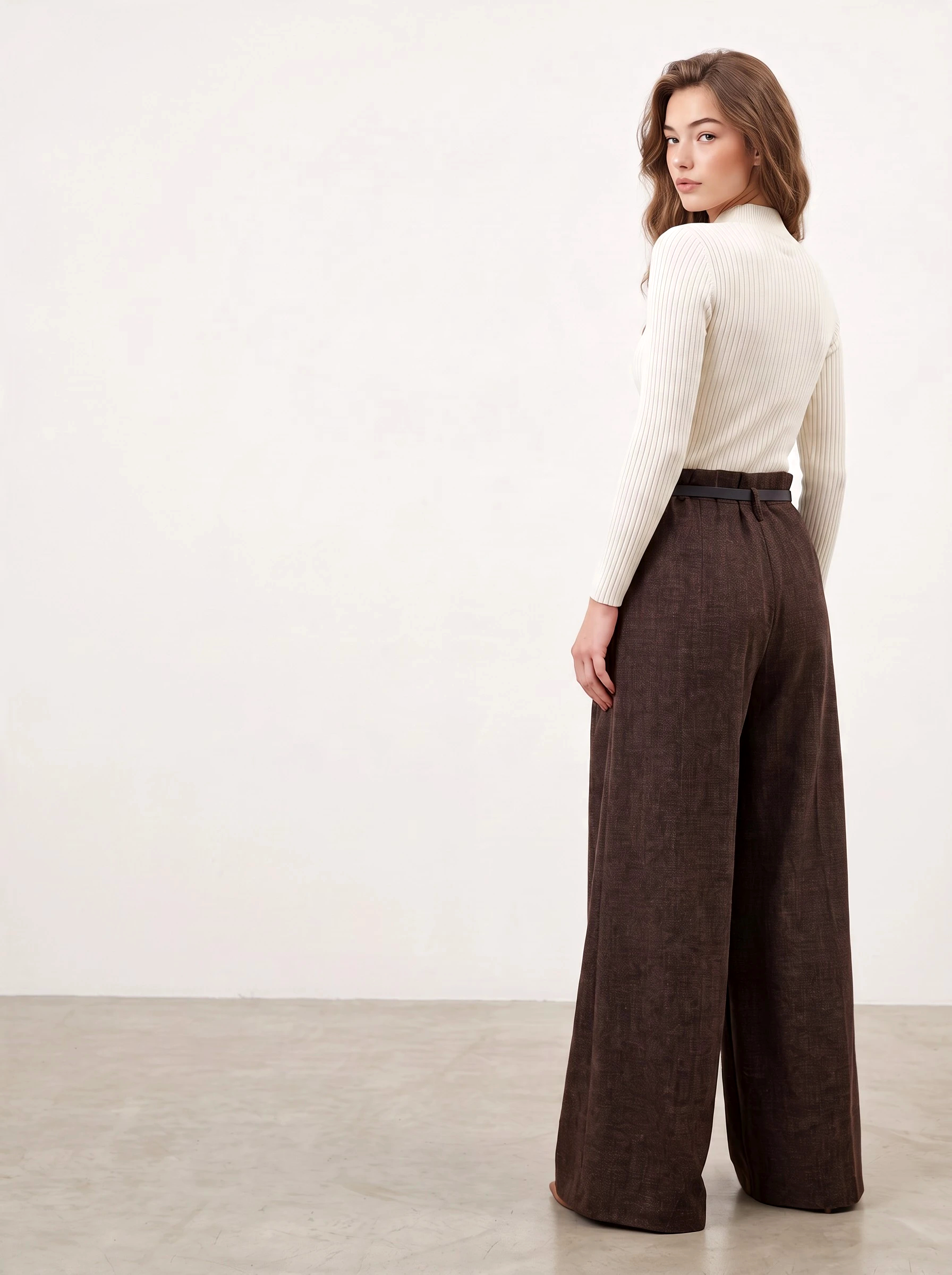 Wide pants with belt