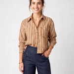 Shirt with stripes and embroidery