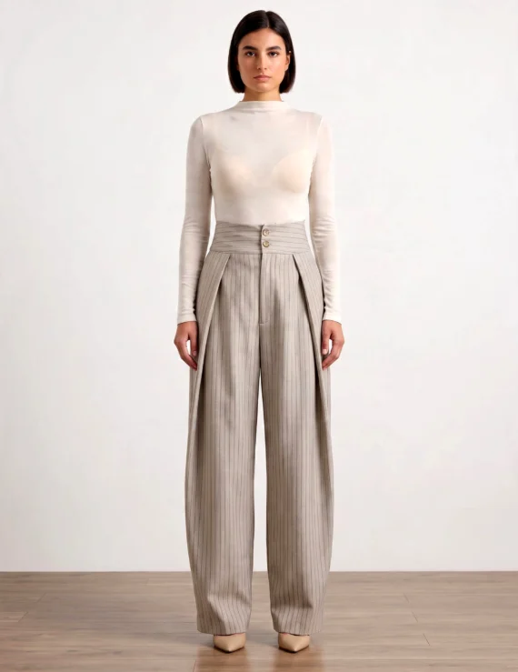 Wide pants with stripes