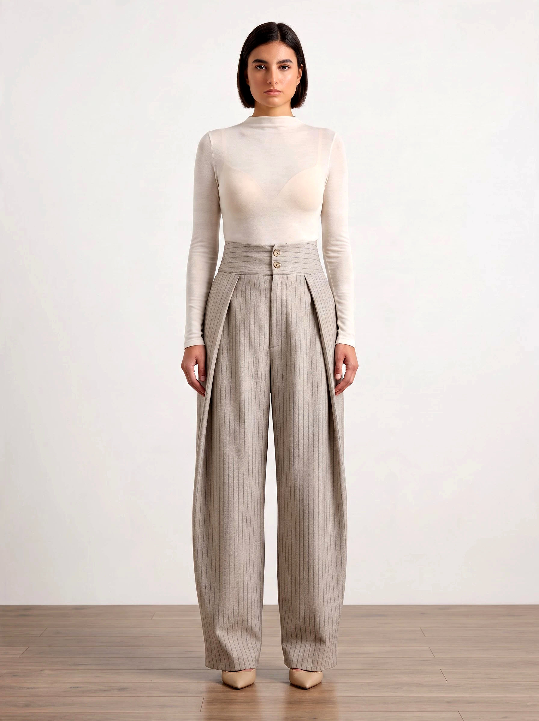 Wide pants with stripes