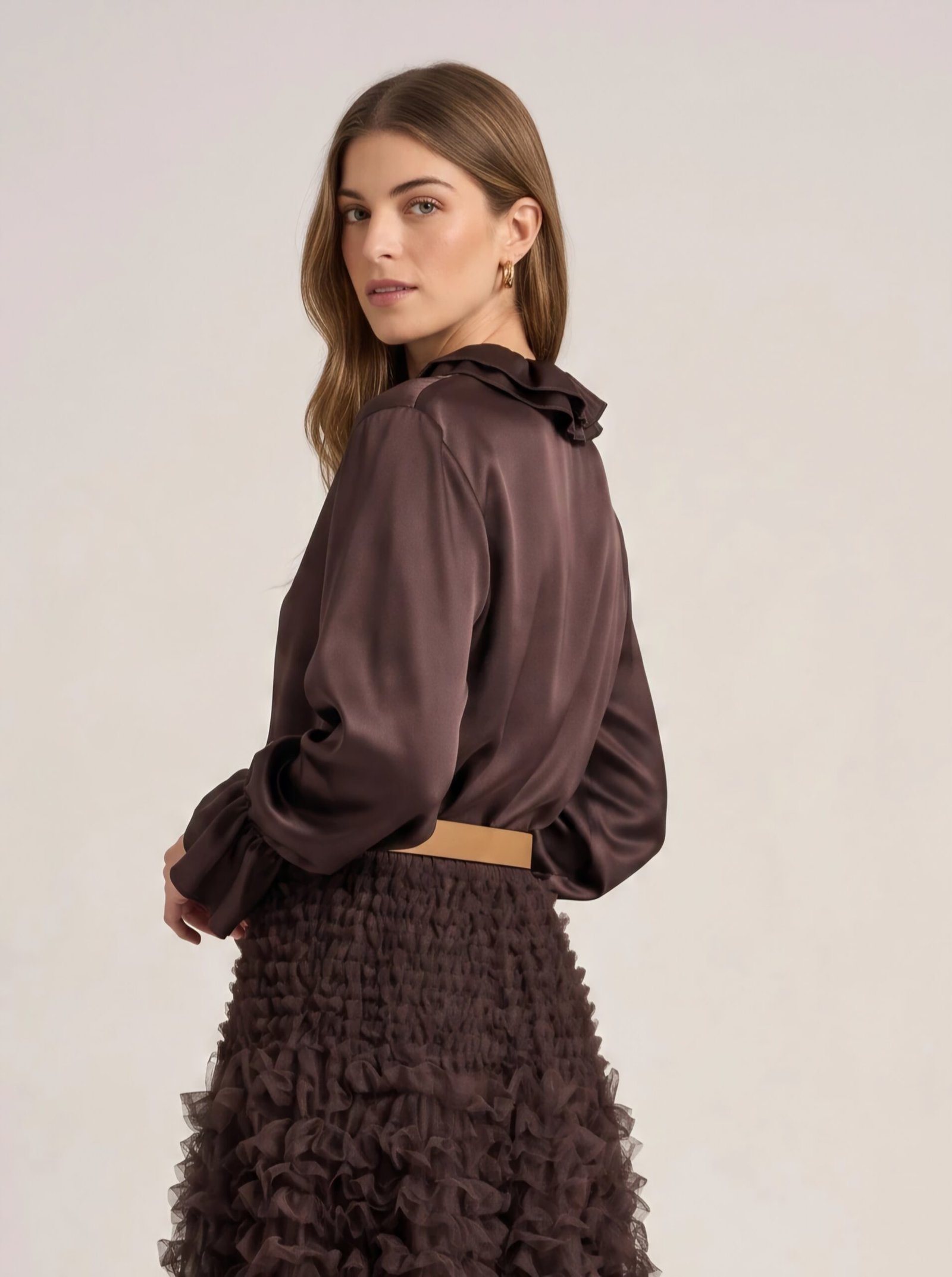 Silk ruffle blouse