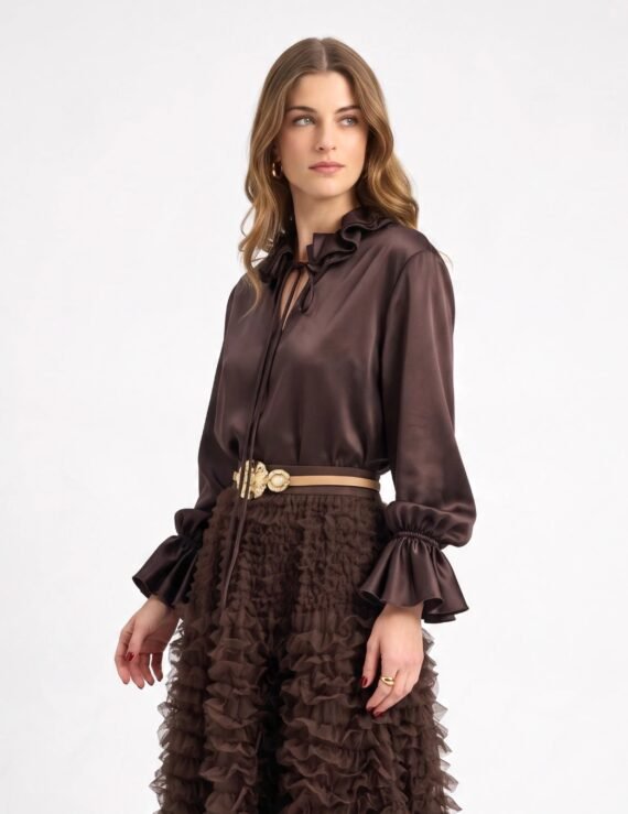 Silk ruffle blouse