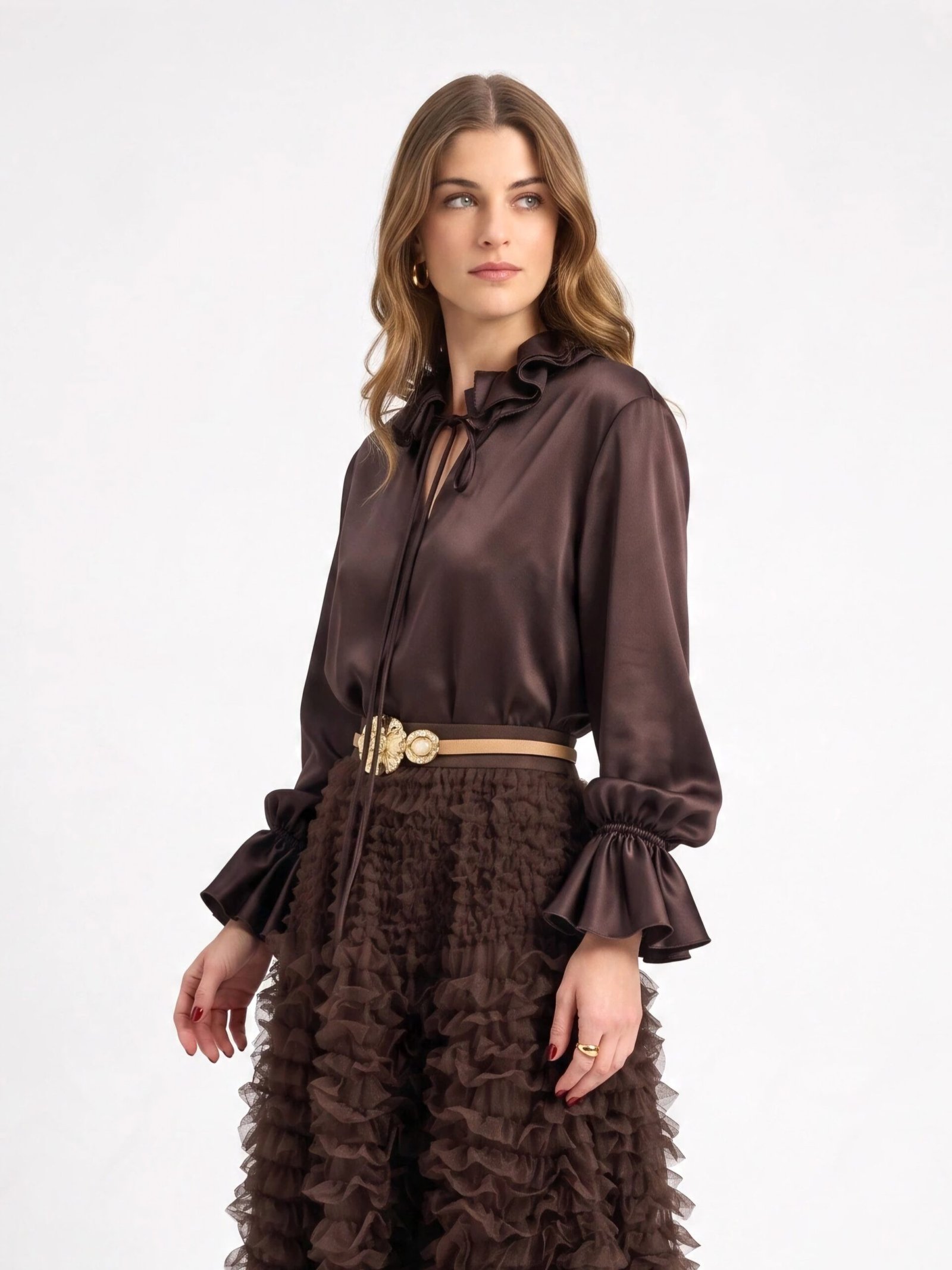 Silk ruffle blouse
