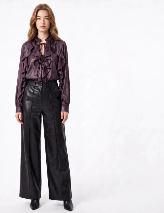 Shiny ruffle shirt
