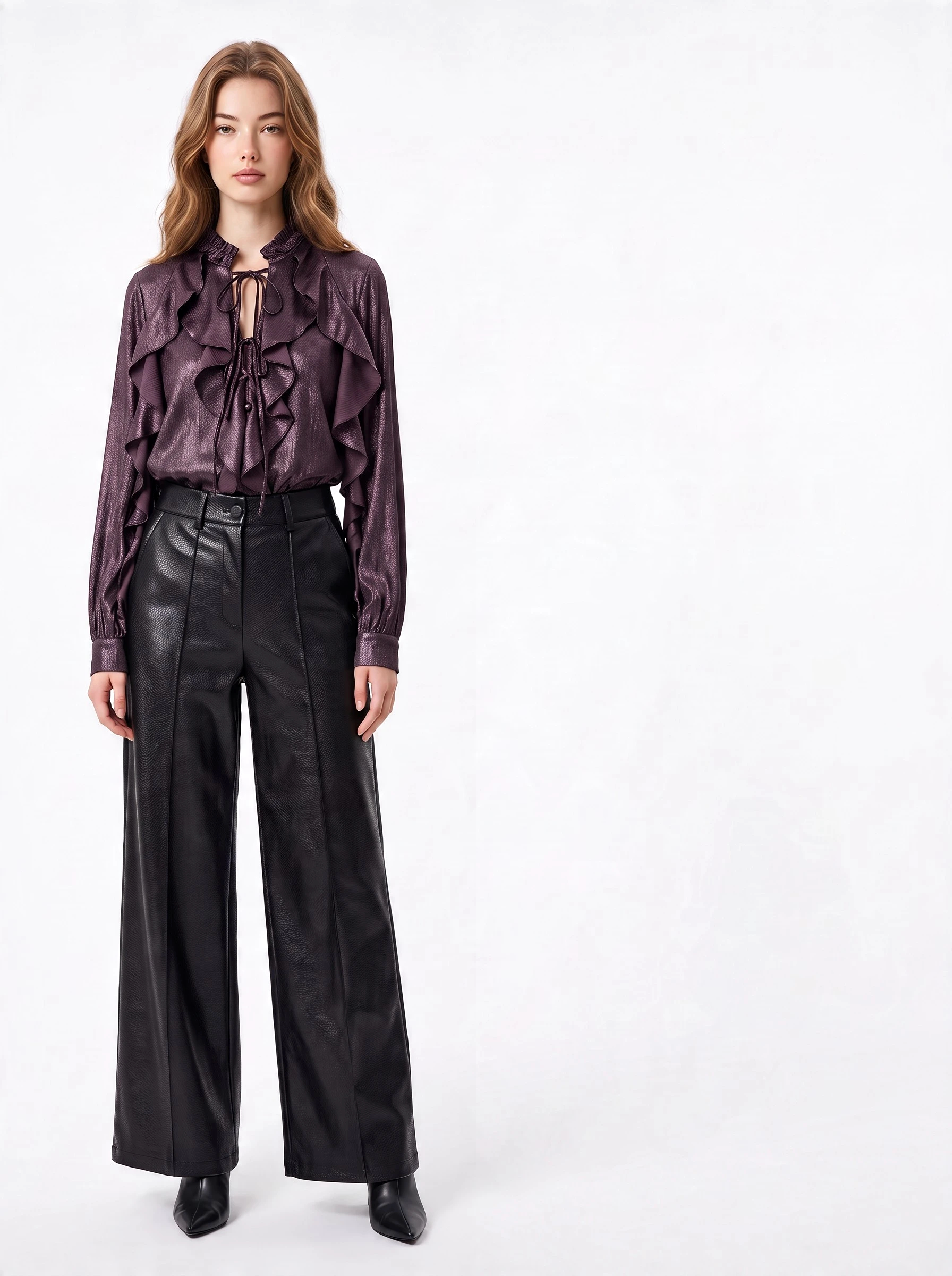 Shiny ruffle shirt