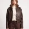 Leather brown bomber jacket