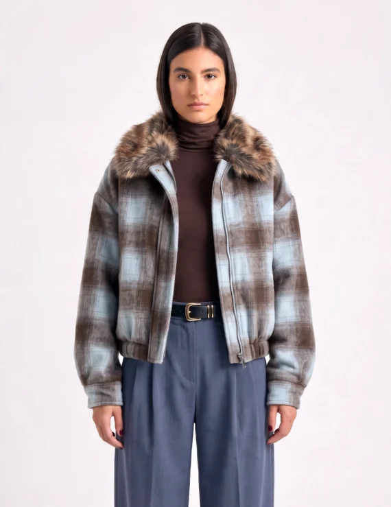 Short coat fur collar