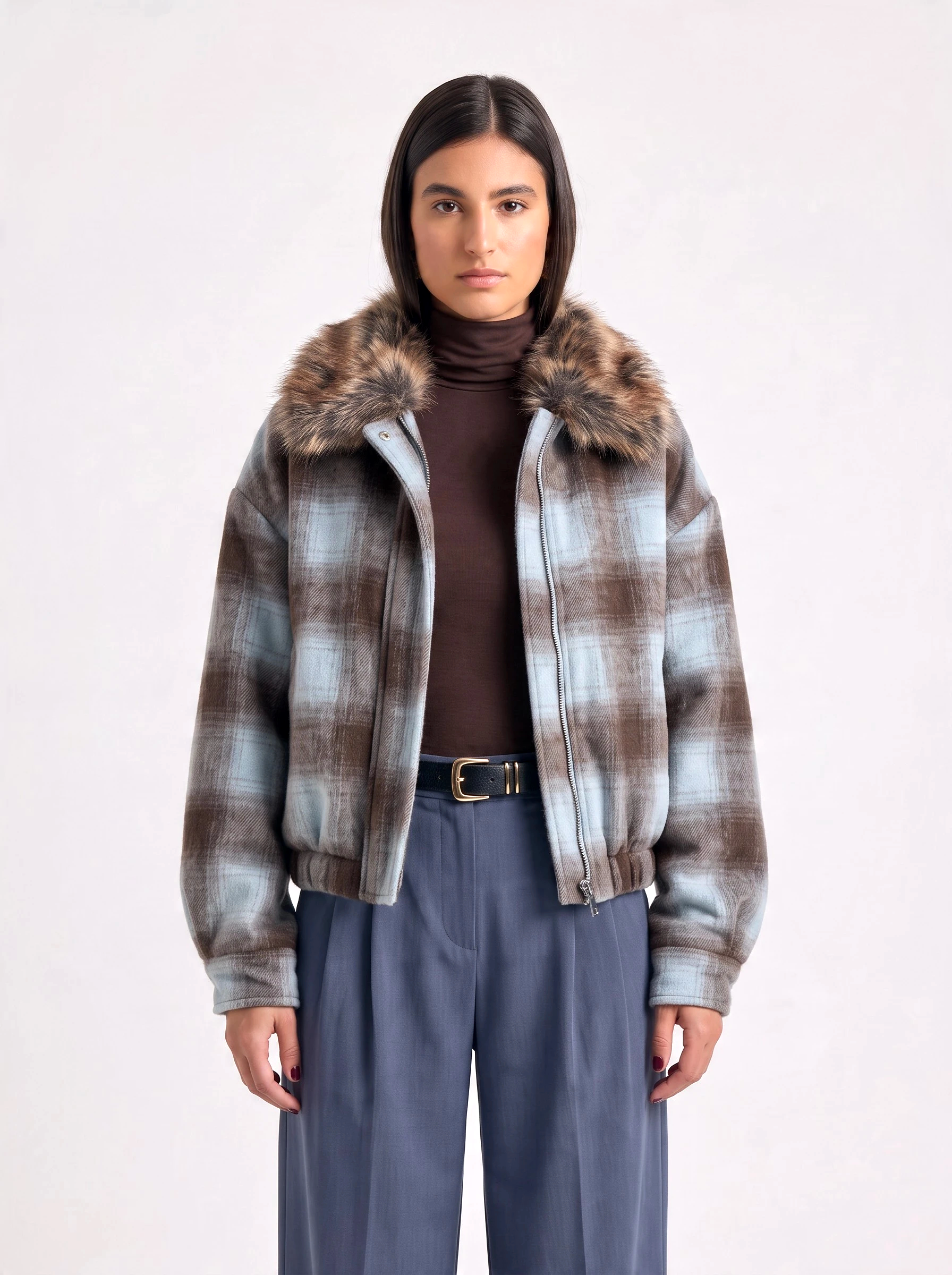 Short coat fur collar