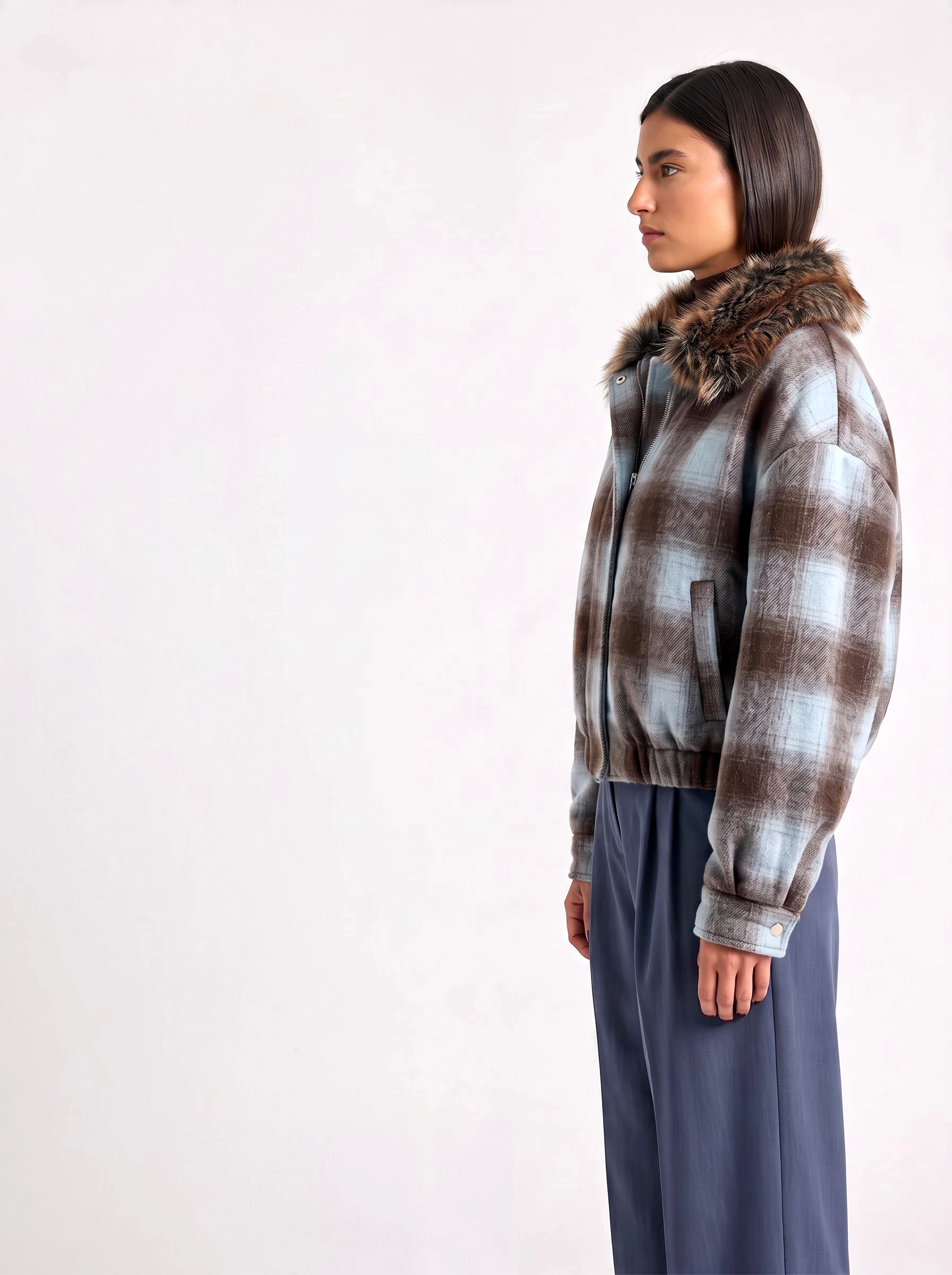 Short coat fur collar