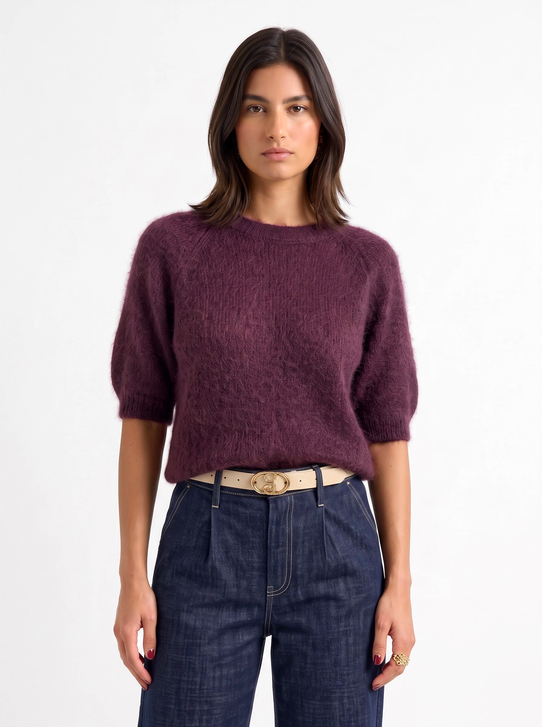 Sweater mohair short sleeves