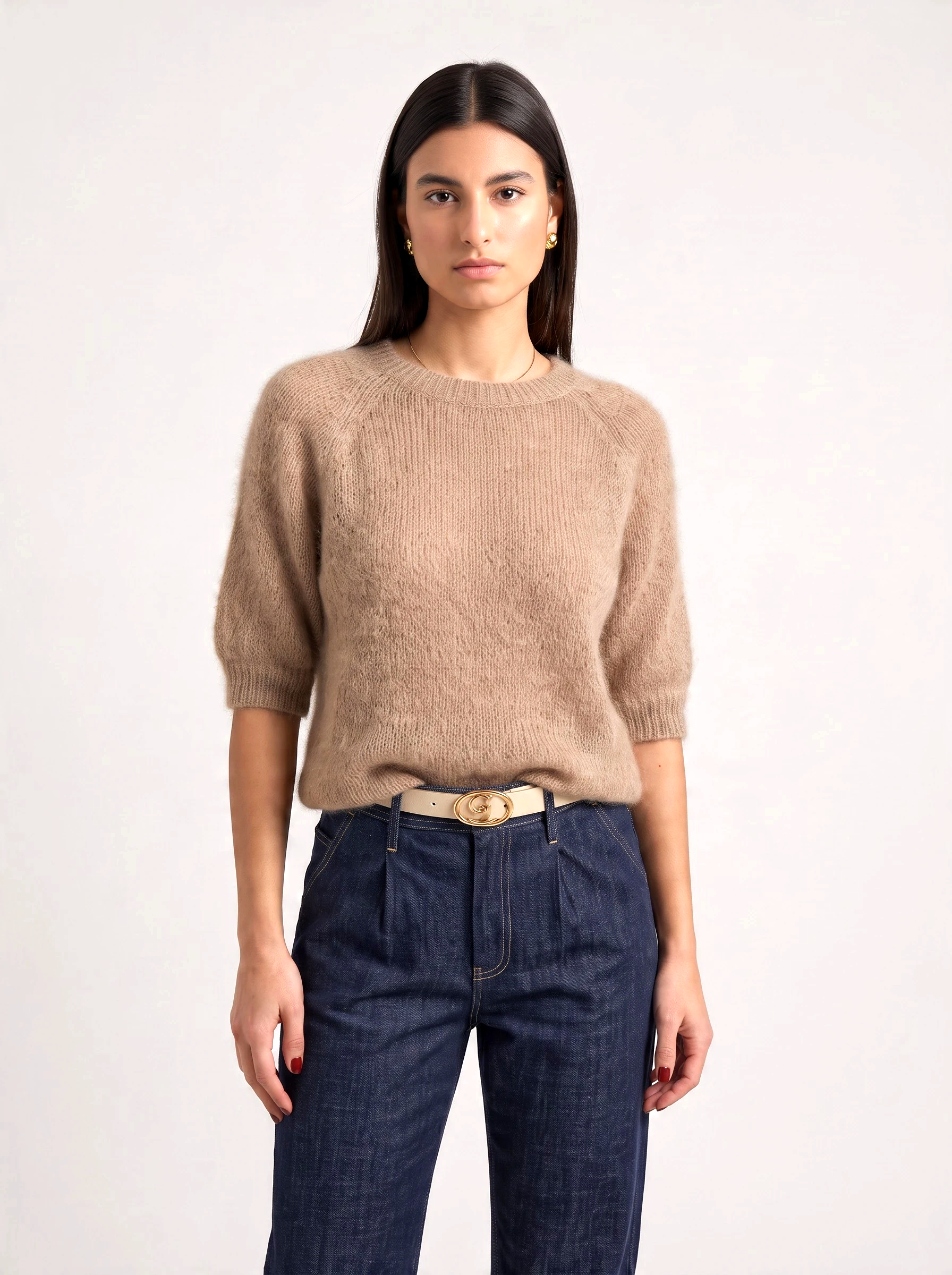 Sweater mohair short sleeves