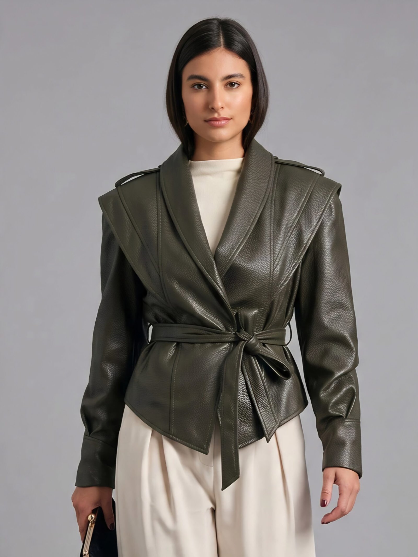 Leather jacket belt
